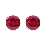 Sterling Silver Rhodium Plated Round Cut Stud Earring Set on Basket Prong Setting with Friction Back Post 10mm