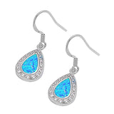 Sterling Silver Earrings With Drop Shaped Blue Lab Opal