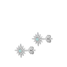 Load image into Gallery viewer, Sterling Silver Oxidized Star Genuine Larimar Stone Earrings Face Height-10.7mm
