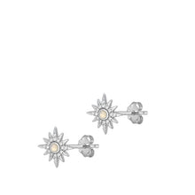 Load image into Gallery viewer, Sterling Silver Oxidized Star Moonstone Earrings Face Height-10.7mm