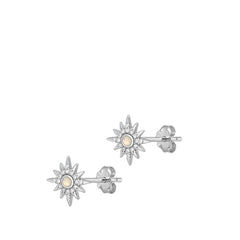 Sterling Silver Oxidized Star Moonstone Earrings Face Height-10.7mm