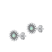 Load image into Gallery viewer, Sterling Silver Rhodium Plated Cross White Lab Opal Earrings Face Height-11.8mm