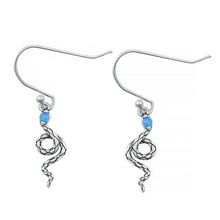 Load image into Gallery viewer, Sterling Silver Oxidized Snake Blue Lab Opal Earrings Face Height-16.1mm