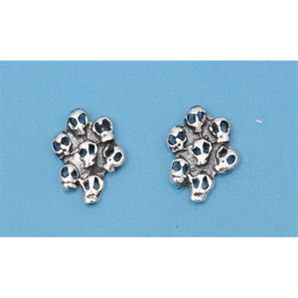 Sterling Silver Small Skull Earrings with Friction Back PostAnd Height 5MM