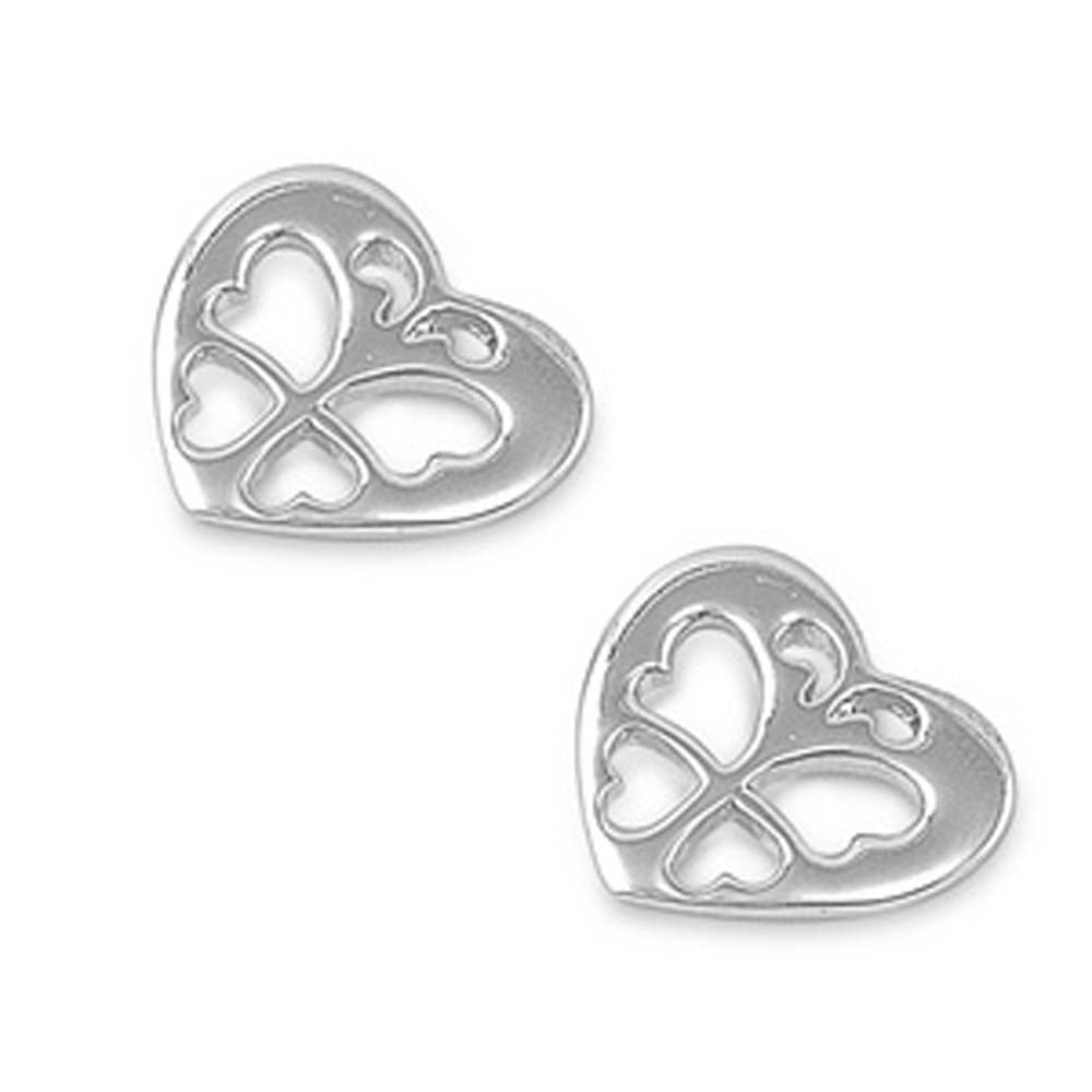 Sterling Silver Heart Shaped Plain EarringsAnd Earring Height 11 mm