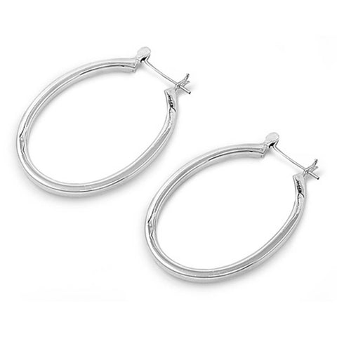 Sterling Silver Round Hook Shaped Plain EarringsAnd Earring Height 44 mm