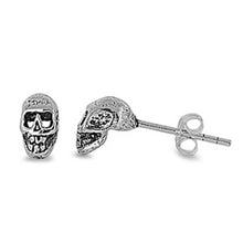 Load image into Gallery viewer, Sterling Silver Small Skull Earrings with Friction Back Post AndHeight 7MM
