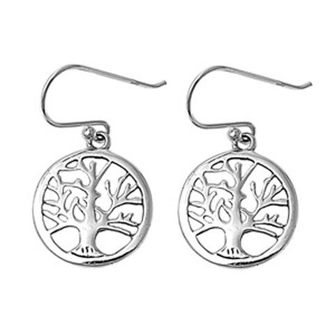 Sterling Silver Stud Tree of Life Plain Earrings