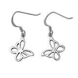 Sterling Silver Butterfly Stencil Shaped Plain EarringsAnd Earring Height 16 mm