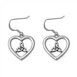 Sterling Silver Celtic Heart Shaped Plain EarringsAnd Earring Height 20 mm