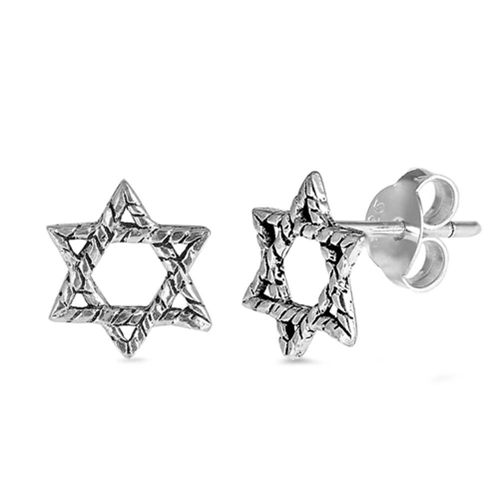 Sterling Silver Star Shaped Small Stud EarringsAnd Earrings Height 9mm