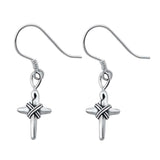 Sterling Silver Stud Cross Plain Earrings