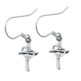 Sterling Silver Stud Cross Plain Earrings