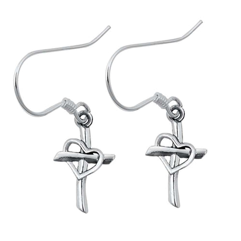 Sterling Silver Stud Cross Plain Earrings
