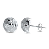 Sterling Silver Stud Diamond Cut Half Ball Plain Earrings