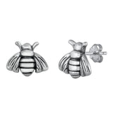 Sterling Silver Oxidized Bubble Bee Stud Earrings