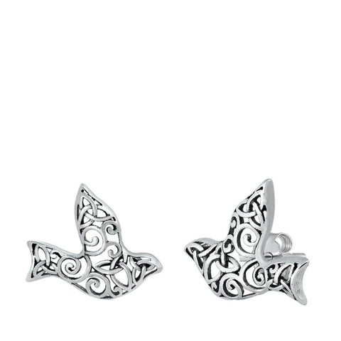 Sterling Silver Filigree Sparrow Stud Earrings