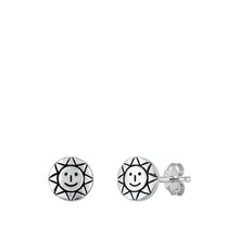 Load image into Gallery viewer, Sterling Silver Oxidized Sun Earrings