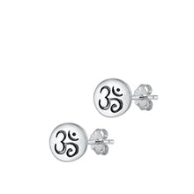 Load image into Gallery viewer, Sterling Silver Oxidized Om Symbol Earrings