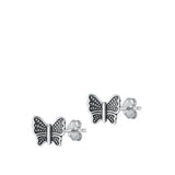 Sterling Silver Oxidized Butterfly Earrings