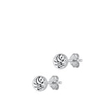 Sterling Silver Oxidized Moon And Ocean Stud Earrings