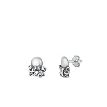 Load image into Gallery viewer, Sterling Silver Oxidized Octopus Small Stud Earrings Face Height-8.3mm