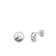Load image into Gallery viewer, Sterling Silver Oxidized Mountains Small Stud Earrings Face Height-9mm