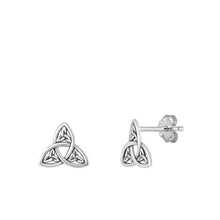 Load image into Gallery viewer, Sterling Silver Oxidized Trinity Knot Small Stud Earrings Face Height-9mm