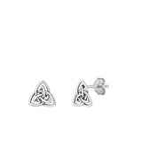 Sterling Silver Trinity Knot Oxidized Small Stud Earrings Face Height-8mm