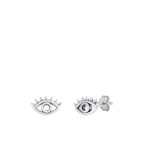 Sterling Silver Oxidized Eye Earrings-6.2 mm