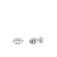 Load image into Gallery viewer, Sterling Silver Oxidized Eye Earrings-6.2 mm