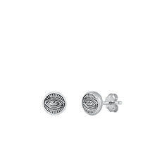 Load image into Gallery viewer, Sterling Silver Oxidized Eye Small Stud Earrings Face Height-6.8mm