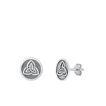 Load image into Gallery viewer, Sterling Silver Oxidized Trinity Knot Small Stud Earrings Face Height-9.9mm