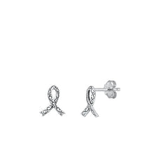Load image into Gallery viewer, Sterling Silver Oxidized Breast Cancer Sign Small Stud Earrings Face Height-226mm