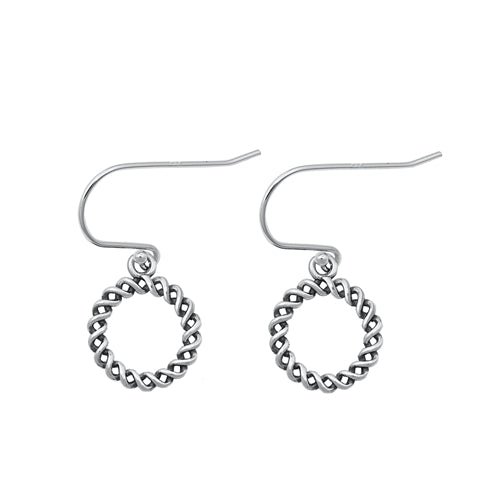 Sterling Silver Oxidized Circle Small Stud Earrings Face Height-12.3mm