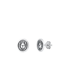Load image into Gallery viewer, Sterling Silver Oxidized Beetle Small Stud Earrings Face Height-8.9mm