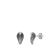 Load image into Gallery viewer, Sterling Silver Oxidized Cobra Small Stud Earrings Face Height-10.4mm