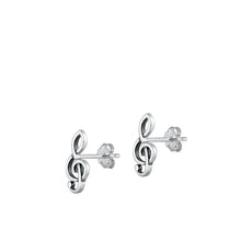 Load image into Gallery viewer, Sterling Silver Oxidized Music Note Earrings Face Height-12mm