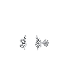 Load image into Gallery viewer, Sterling Silver Oxidized Snake Small Stud Earrings Face Height-10.1mm