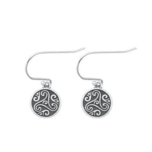 Load image into Gallery viewer, Sterling Silver Oxidized Triskelion Earrings Face Height-10mm