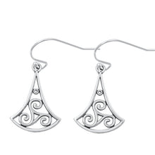 Load image into Gallery viewer, Sterling Silver Oxidized Triskelion Earrings Face Height-18mm