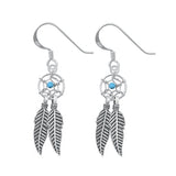 Sterling Silver Oxidized Turquoise Dreamcatcher Stone Earrings