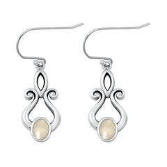 Sterling Silver Oxidized Moonstone Earrings Face Height-22.6mm