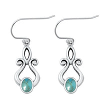 Load image into Gallery viewer, Sterling Silver Oxidized Genuine Turquoise Earrings Face Height-22.6mm