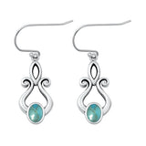 Sterling Silver Oxidized Genuine Turquoise Earrings Face Height-22.6mm