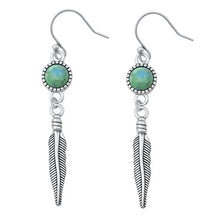 Load image into Gallery viewer, Sterling Silver Oxidized Genuine Turquoise Feather Earring-36mm