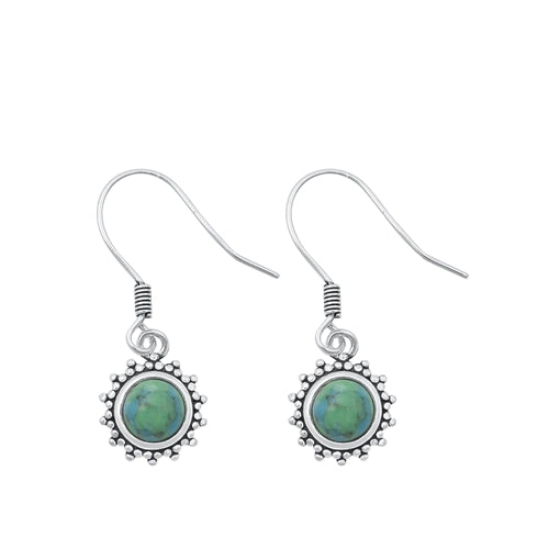 Sterling Silver Oxidized Genuine Turquoise Bali Style Earring