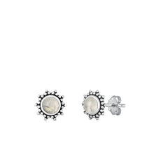 Load image into Gallery viewer, Sterling Silver Oxidized Sun Moonstone Earrings Face Height-9.7mm