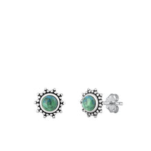 Load image into Gallery viewer, Sterling Silver Oxidized Genuine Turquoise Earrings-9.7mm