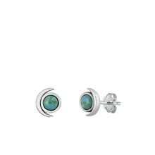 Load image into Gallery viewer, Sterling Silver Oxidized Genuine Turquoise Earrings-9.2mm